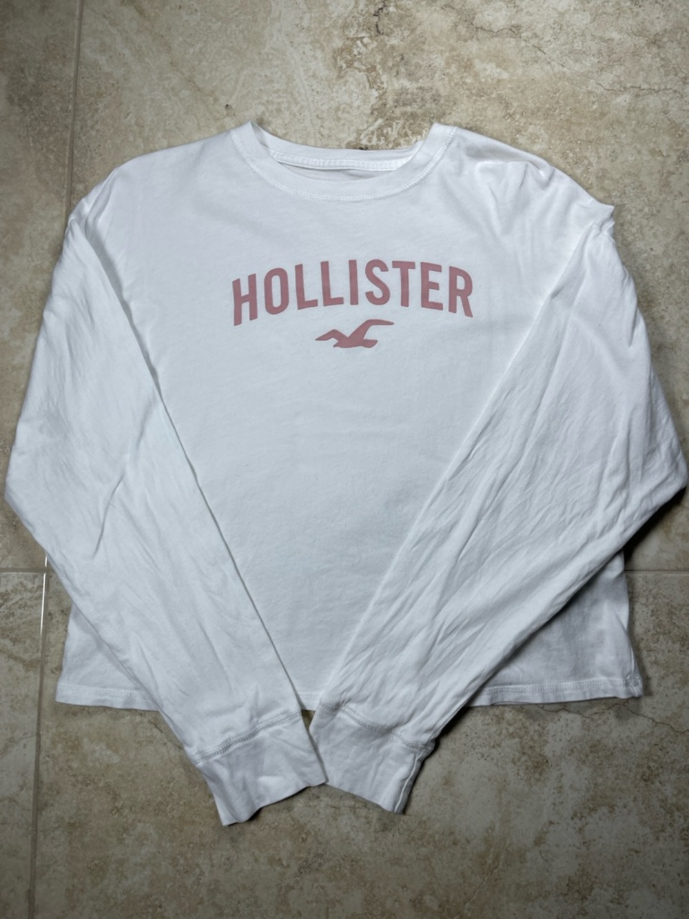 Hollister Sleep White Long Sleeve Logo T-Shirt XS